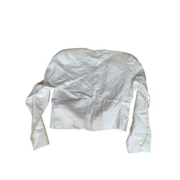 Point of View Collection Women's 90s Cropped Blazer 100% Linen White Size 6 - Picture 4 of 14